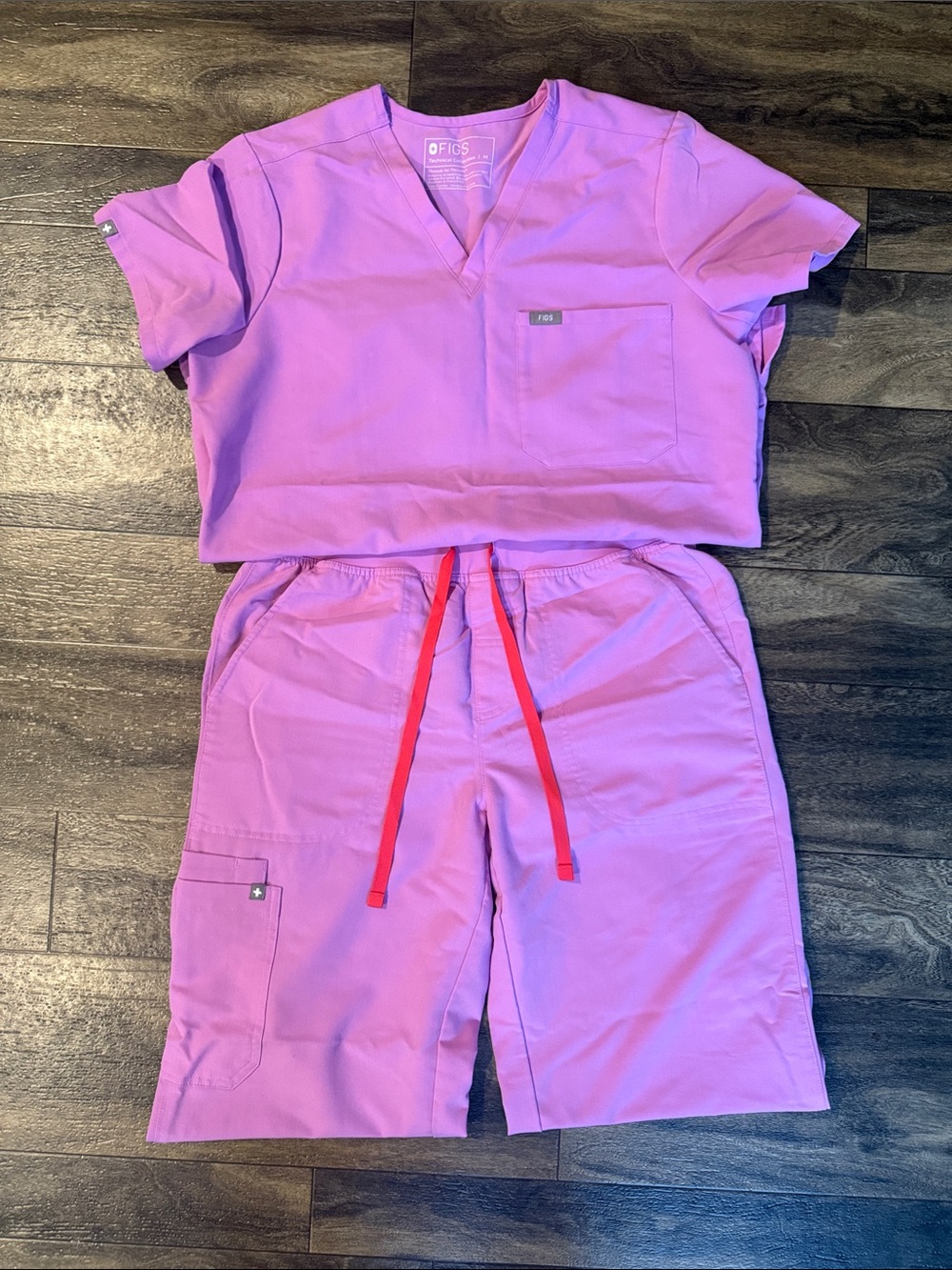 FIGS Women's Scrub Top and Bottoms- Cloud Pink